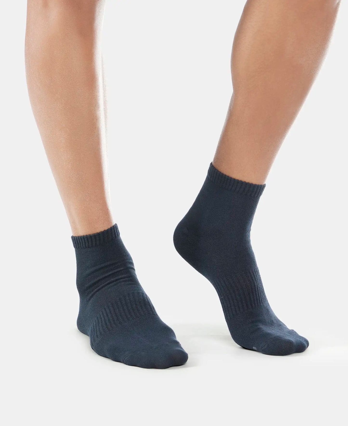 Compact Cotton Elastane Stretch Ankle Length Socks With StayFresh Treatment - Black & Navy (Pack of 2)