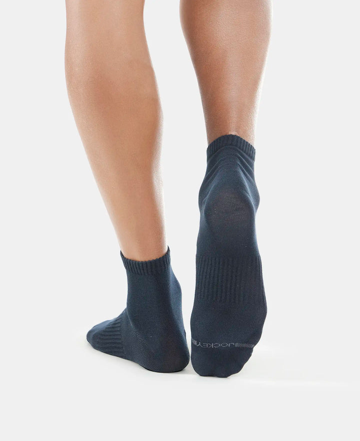 Compact Cotton Elastane Stretch Ankle Length Socks With StayFresh Treatment - Black & Navy (Pack of 2)