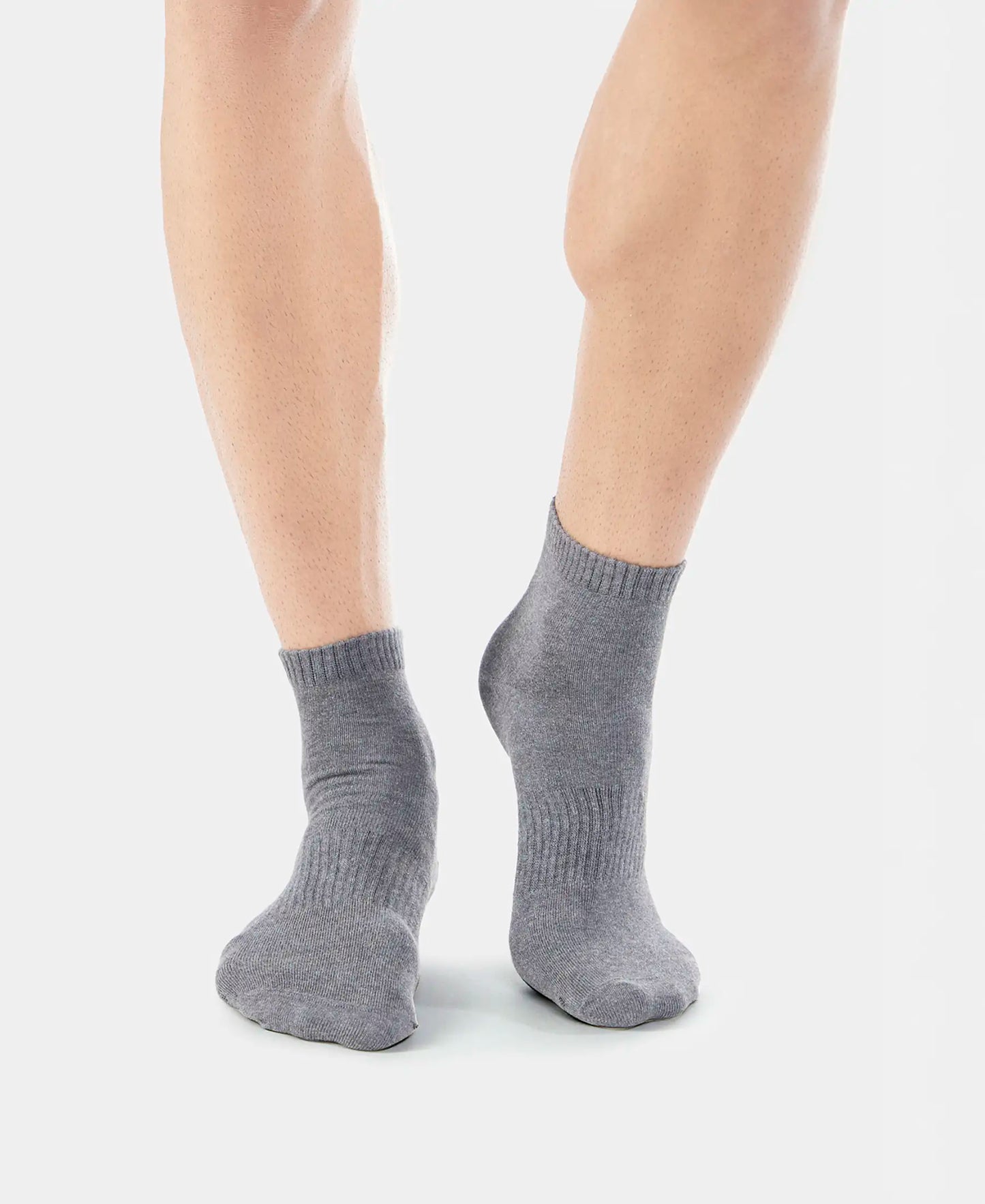 Compact Cotton Elastane Stretch Ankle Length Socks With StayFresh Treatment - Navy & Charcoal Melange (Pack of 2)