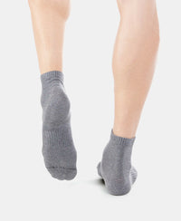 Compact Cotton Elastane Stretch Ankle Length Socks With StayFresh Treatment - Navy & Charcoal Melange (Pack of 2)