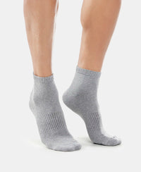 Compact Cotton Elastane Stretch Ankle Length Socks With StayFresh Treatment - Navy & Mid Grey Melange (Pack of 2)