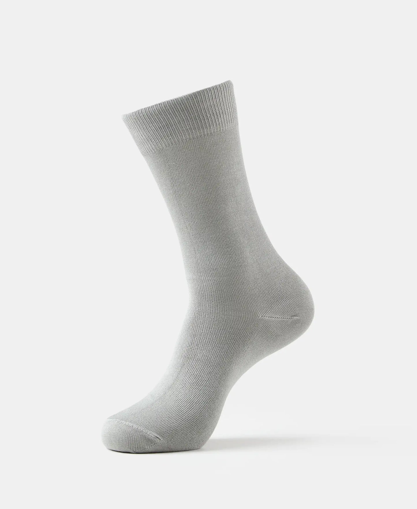 Mercerized Cotton Elastane Stretch Crew Length Socks with StayFresh Treatment - Light Grey