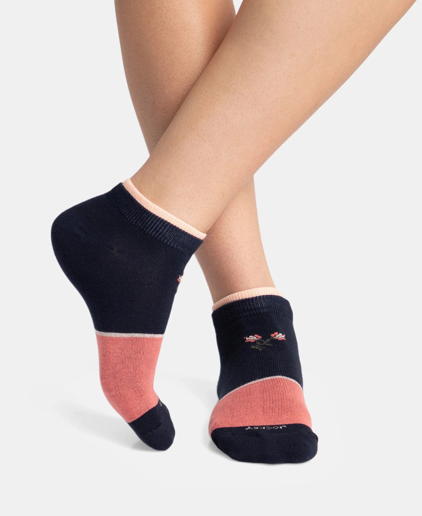 Compact Cotton Stretch Low Show Socks with StayFresh Treatment - Navy (Pack of 2)