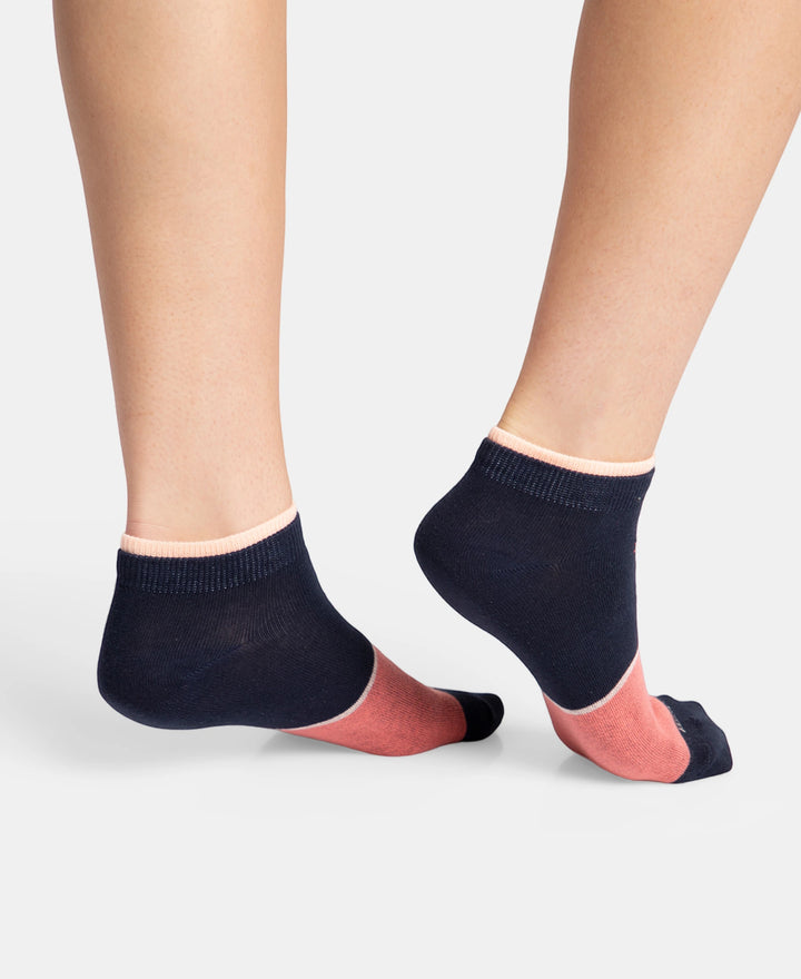 Compact Cotton Stretch Low Show Socks with StayFresh Treatment - Navy (Pack of 2)