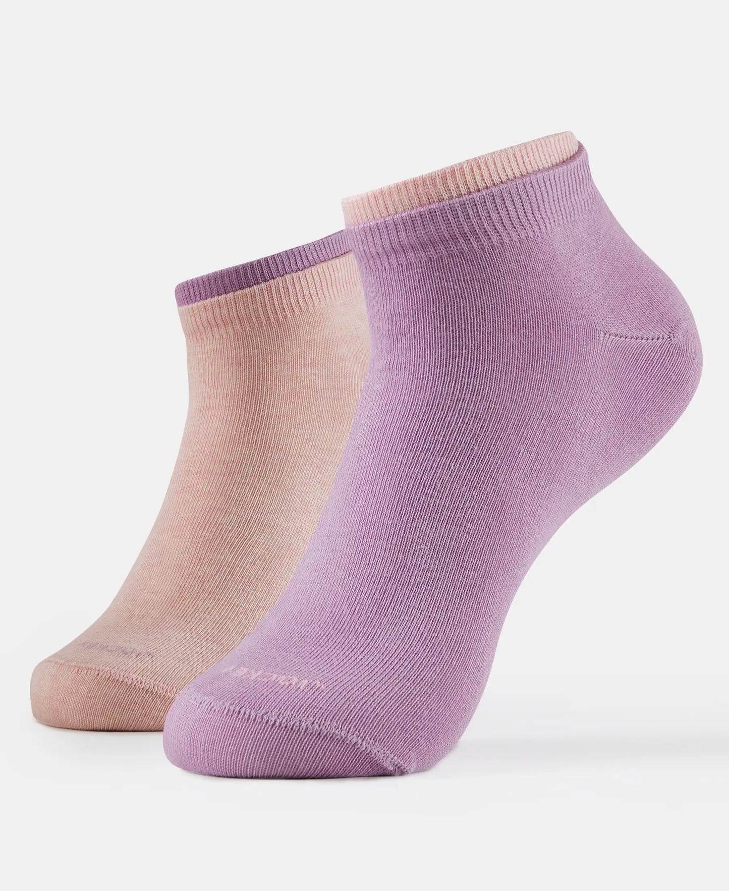 Compact Cotton Stretch Solid Low Show Socks with StayFresh Treatment - Lavender Herb & Pink Sorbet (Pack of 2)