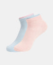 Compact Cotton Stretch Solid Low Show Socks with Stay Fresh Treatment - Pink Sorbet & Niagara Mist (Pack of 2)