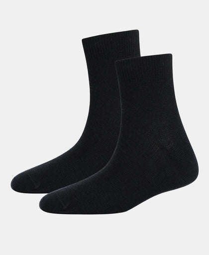 Kid's Compact Cotton Stretch Solid Ankle Length Socks With StayFresh Treatment - Black (Pack of 2)