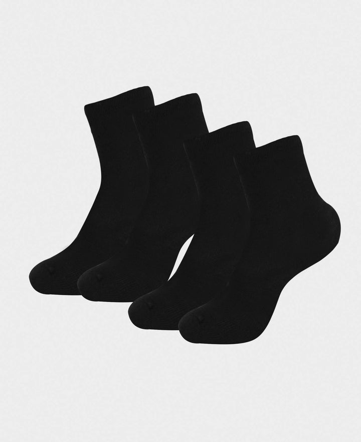 Kid's Compact Cotton Stretch Solid Ankle Length Socks With StayFresh Treatment - Black (Pack of 2)