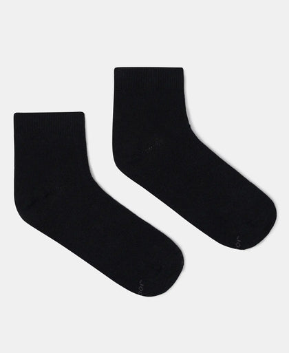 Kid's Compact Cotton Stretch Solid Ankle Length Socks With StayFresh Treatment - Black (Pack of 2)