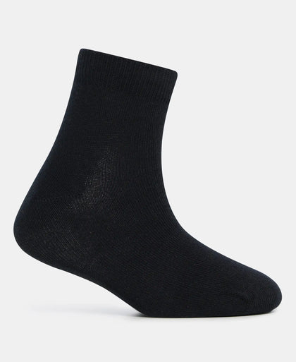 Kid's Compact Cotton Stretch Solid Ankle Length Socks With StayFresh Treatment - Black (Pack of 2)