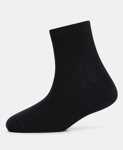 Kid's Compact Cotton Stretch Solid Ankle Length Socks With StayFresh Treatment - Black (Pack of 2)