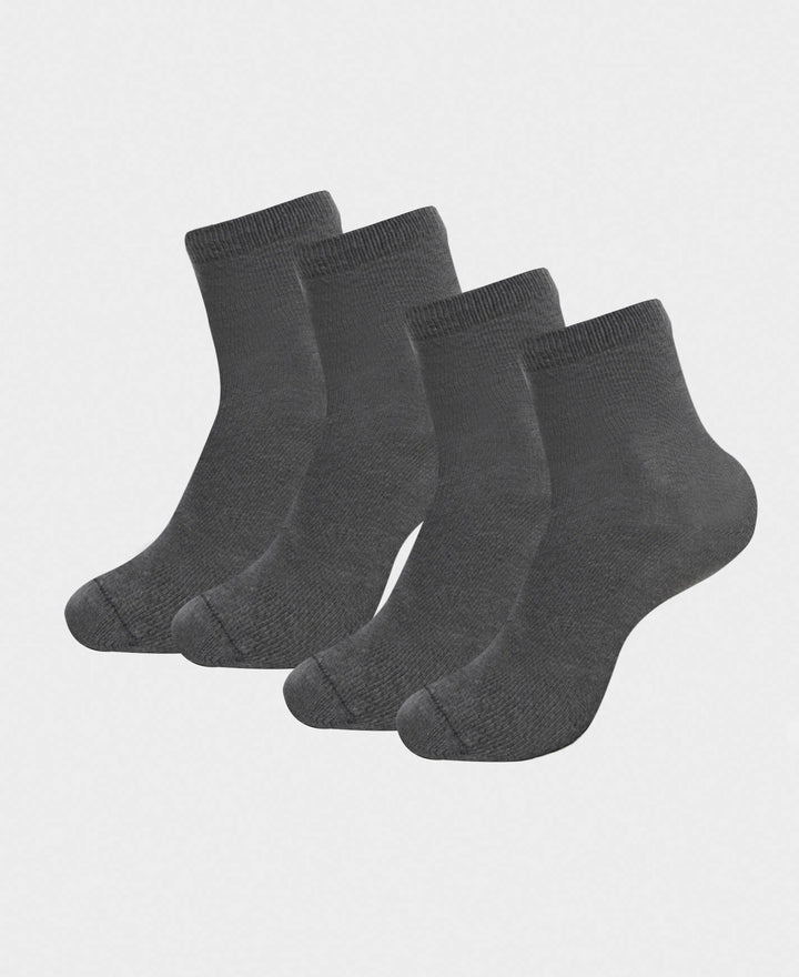 Kid's Compact Cotton Stretch Solid Ankle Length Socks With StayFresh Treatment - Gun Metal (Pack of 2)