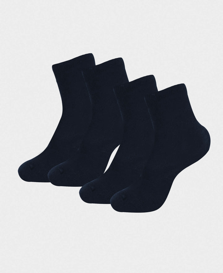 Kid's Compact Cotton Stretch Solid Ankle Length Socks With StayFresh Treatment - Navy (Pack of 2)