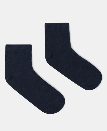 Kid's Compact Cotton Stretch Solid Ankle Length Socks With StayFresh Treatment - Navy (Pack of 2)