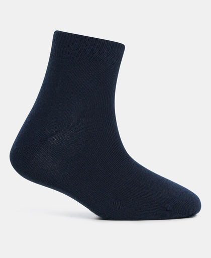 Kid's Compact Cotton Stretch Solid Ankle Length Socks With StayFresh Treatment - Navy (Pack of 2)