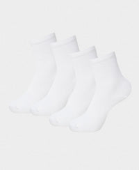 Kid's Compact Cotton Stretch Solid Ankle Length Socks With StayFresh Treatment - White (Pack of 2)