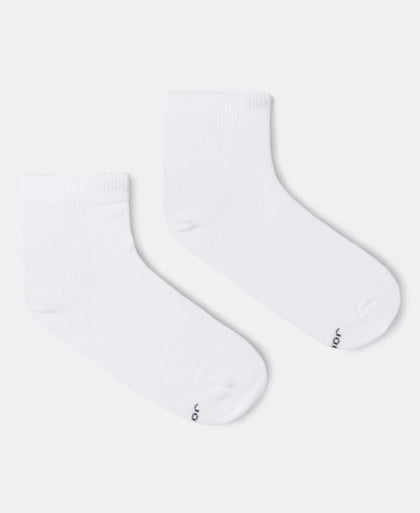 Kid's Compact Cotton Stretch Solid Ankle Length Socks With StayFresh Treatment - White (Pack of 2)