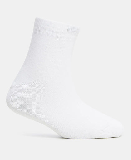 Kid's Compact Cotton Stretch Solid Ankle Length Socks With StayFresh Treatment - White (Pack of 2)