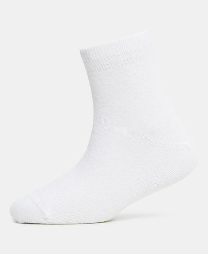 Kid's Compact Cotton Stretch Solid Ankle Length Socks With StayFresh Treatment - White (Pack of 2)