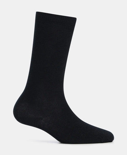 Kid's Compact Cotton Stretch Solid Knee Length Socks With StayFresh Treatment - Black (Pack of 2)