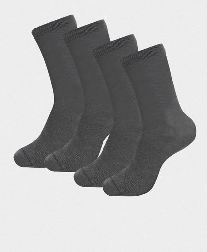 Kid's Compact Cotton Stretch Solid Knee Length Socks With StayFresh Treatment - Gun Metal (Pack of 2)