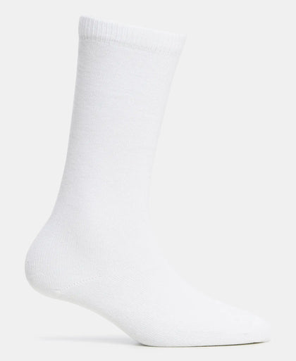 Kid's Compact Cotton Stretch Solid Knee Length Socks With StayFresh Treatment - White