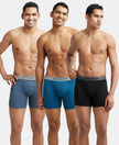 Super Combed Cotton Rib Solid Boxer Brief with Ultrasoft and Durable Waistband - Black/Seaport Teal/Deep Slate (Pack of 3)