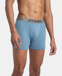 Super Combed Cotton Rib Solid Boxer Brief with Ultrasoft and Durable Waistband - Blue Shadow