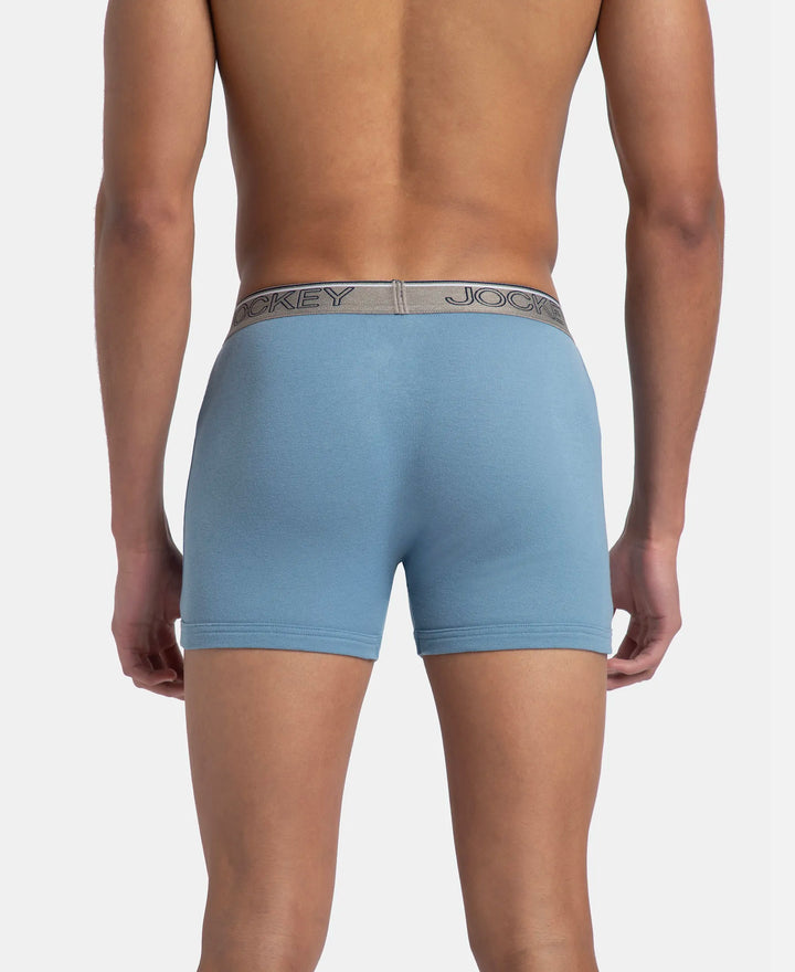 Super Combed Cotton Rib Solid Boxer Brief with Ultrasoft and Durable Waistband - Blue Shadow