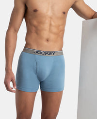 Super Combed Cotton Rib Solid Boxer Brief with Ultrasoft and Durable Waistband - Blue Shadow