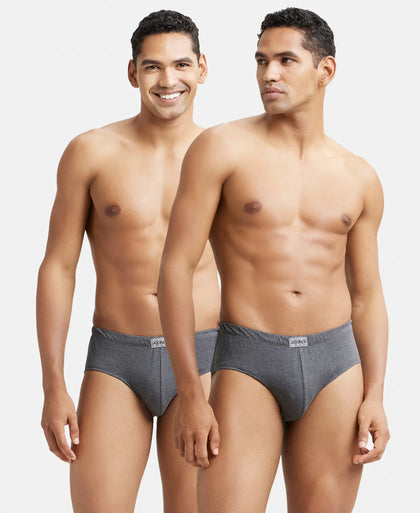 Super Combed Cotton Solid Brief with Ultrasoft Concealed Waistband - Charcoal Melange (Pack of 2)