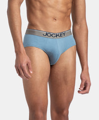 Super Combed Cotton Solid Brief with Ultrasoft Waistband - Blue Shadow