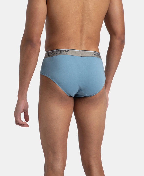 Super Combed Cotton Solid Brief with Ultrasoft Waistband - Blue Shadow