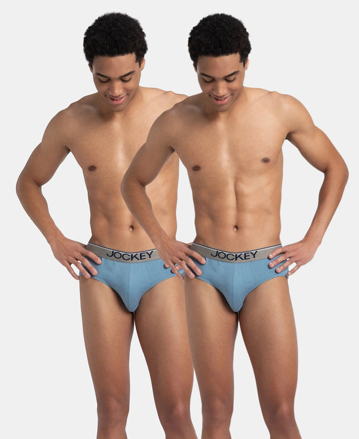 Super Combed Cotton Solid Brief with Ultrasoft Waistband - Blue Shadow (Pack of 2)