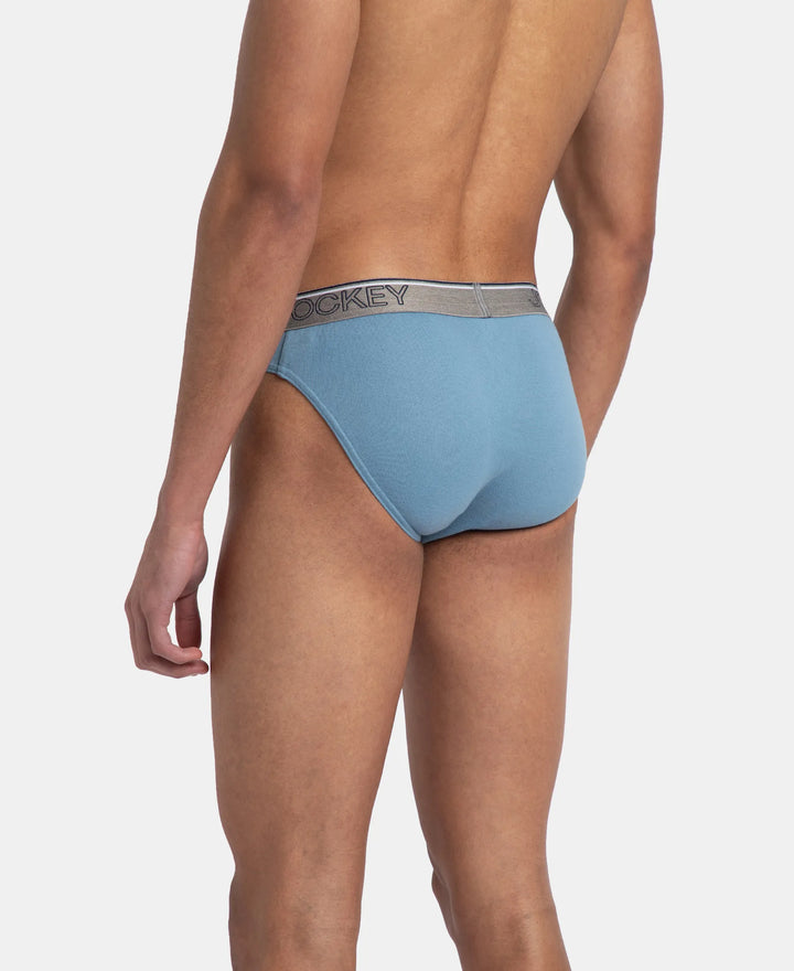 Super Combed Cotton Rib Solid Brief with Ultrasoft Waistband - Blue Shadow