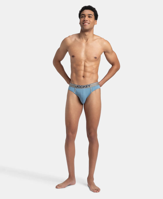 Super Combed Cotton Rib Solid Brief with Ultrasoft Waistband - Blue Shadow