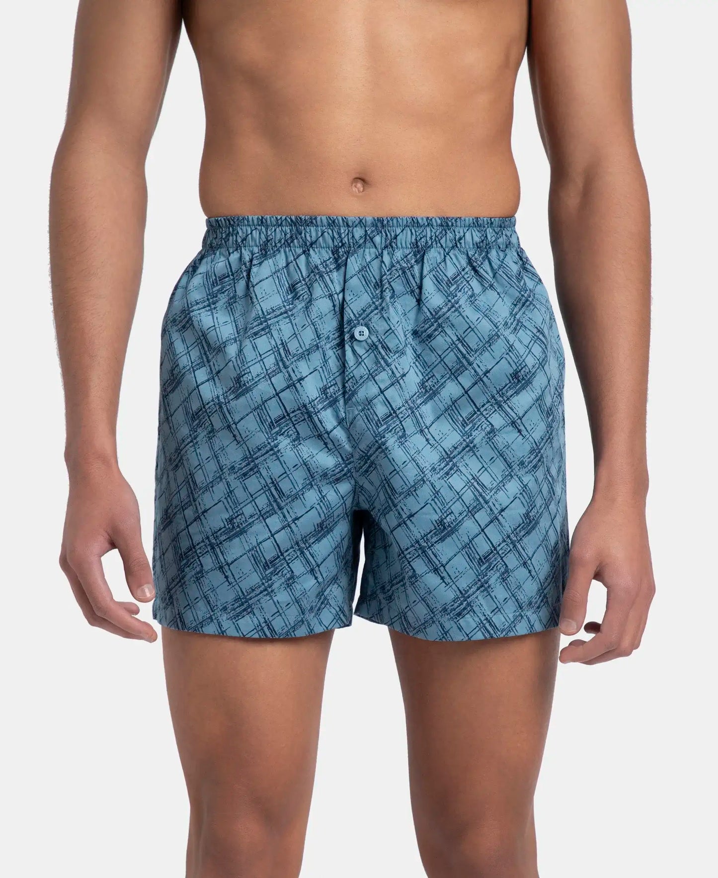 Super Combed Mercerized Cotton Woven Printed Inner Boxers with Ultrasoft and Durable Inner Waistband - Blue Heaven & Deep Slate (Pack of 2)