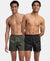 Super Combed Mercerized Cotton Woven Printed Inner Boxers with Ultrasoft and Durable Inner Waistband - Black & Thyme (Pack of 2)