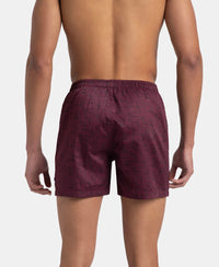 Super Combed Mercerized Cotton Woven Printed Inner Boxers with Ultrasoft and Durable Inner Waistband - Mauve Wine & Deep Slate (Pack of 2)