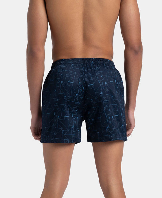 Super Combed Mercerized Cotton Woven Printed Inner Boxers with Ultrasoft and Durable Inner Waistband - Navy & Slate (Pack of 2)