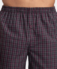 Super Combed Mercerized Cotton Woven Checkered Inner Boxers with Ultrasoft and Durable Inner Waistband - Mauve Wine & Black (Pack of 2)