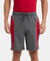 Super Combed Cotton Rich Straight Fit Shorts with Side Pockets - Charcoal Melange & Shanghai Red-1