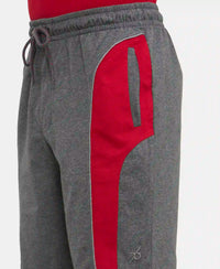 Super Combed Cotton Rich Straight Fit Shorts with Side Pockets - Charcoal Melange & Shanghai Red-7