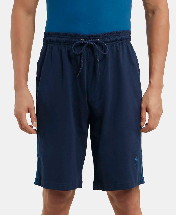 Super Combed Cotton Rich Regular Fit Shorts with Side Pockets - Navy & Seaport Teal-1