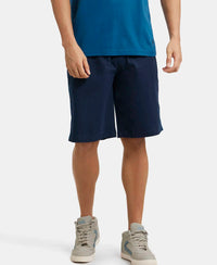 Super Combed Cotton Rich Regular Fit Shorts with Side Pockets - Navy & Seaport Teal-5