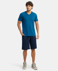 Super Combed Cotton Rich Regular Fit Shorts with Side Pockets - Navy & Seaport Teal-6