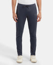 Super Combed Cotton Rich Slim Fit Trackpant with Side and Back Pockets - Graphite & Neon Blue-1