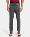 Super Combed Cotton Rich Slim Fit Trackpant with Side Zipper Pockets - Charcoal Melange & Black-1