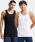 Pack of 2 Super Combed Cotton Rib Round Neck with Racerback Gym Vest - White & Black