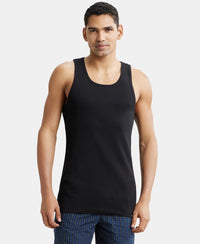 Pack of 2 Super Combed Cotton Rib Round Neck with Racerback Gym Vest - Black